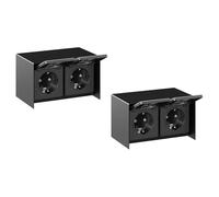 ledscom.de 2 uds. caja de enchufe de superficie STEDDA, IP44, acero inoxidable - caja de enchufe de pared resistente a la intemperie, negra, horizontal, con 2 tomas para jardín, terraza y exteriores
