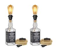 ledscom.de 2 uds. lámpara de sobremesa FLAKO, cable de cáñamo, incl. lámpara E27 vintage retro (blanco extra cálido, 4 W, 489lm) sin botella