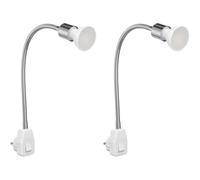 ledscom.de 2 uds. portalámpara LESCH lámpara de lectura interruptor de cuello de cisne cromo GU10 LED lámpara blanca regulación en 3 niveles: máx. 609lm