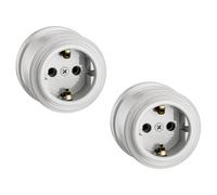 ledscom.de 2 uds. toma de corriente de superficie porcelana PORS, blanco brillante, redonda, ⌀ 65 mm