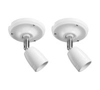 ledscom.de 2 unid. plafón/portalámpara ELEPO, porcelana, acero, blanco brillante, 1x E27 máx. 40W