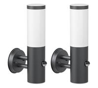 ledscom.de 2 unidades Aplique PORU para exterior, IP44, detector de movimiento, acero inoxidable, antracita mate, redondo, 1x E27 máx. 15W