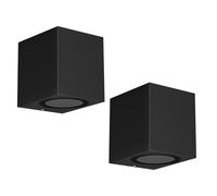 ledscom.de 2 x Aplique ALSE para exterior, IP54, downlight, negro mate, angular, 1x GU10 máx. 35W