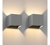 ledscom.de 2 x Aplique CUBEL para exterior, IP65, up/downlight, gris mate, cuadrado, 1x G9 máx. 10W
