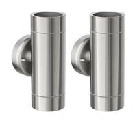 ledscom.de 2 x Aplique WEDO para exterior, cromo mate acero inoxidable IP44 Up