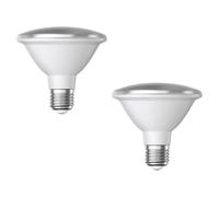 ledscom.de 2 x bombilla LED E27, PAR30 cuello corto, blanco cálido (2700 K), 12,9 W, 994lm, 42°, espejo reflector (plateado)