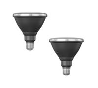 ledscom.de 2 x bombilla LED E27, PAR38 cuello corto, blanco cálido (2700 K), 15,9 W, 1279lm, 43°, espejo reflector (plateado)