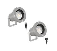 ledscom.de 2 x foco de jardín DUK para exteriores, IP65, enchufe, gris, incl. GU10 LED 468lm blanco cálido