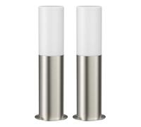 ledscom.de 2 x GROPO luz de camino/luz de bolardo para exteriores con cubierta de cristal auténtico de primera calidad - resistente a los rayos UV, no amarillea, IP44, 41 cm, acero inoxidable 1x