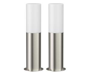ledscom.de 2 x GROPO luz de camino/luz de bolardo para exteriores con cubierta de cristal auténtico de primera calidad - resistente a los rayos UV, no amarillea, IP44, 41 cm, acero inoxidable 1x