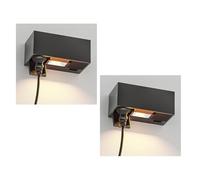 ledscom.de 2 x toma de pared WAST para exteriores, IP44, 2 contactos, antracita, in ownlight LED, 430lm, blanco cálido