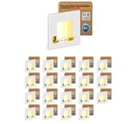 ledscom.de 20 LED luz de escalera/luz de pared empotrada FEMA para interior y exterior, angular, 80 x 80mm, blanco cálido