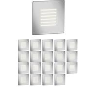 ledscom.de 20 LED luz de escalera/luz de pared empotrada FEX para interior y exterior, malla, angular, acero inoxidable, 85 x 85mm, blanco cálido