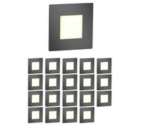ledscom.de 20 LED luz de escalera/luz empotrada de pared FEX para interior y exterior, angular, antracita, 85 x 85mm, blanco cálido