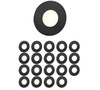 ledscom.de 20 LED luz de escalera/plafón empotrado FEX para interiores y exteriores, redondo, negro, 85mm Ø, blanco cálido