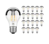 ledscom.de 20 unidades Bombilla LED E27, A60, blanco cálido (2700 K), 6 W, 667 lm, espejo de cabeza (plateado)