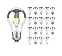 ledscom.de 20 unidades de bombillas LED E27 para espejo de tocador A60, 2600 K (blanco cálido), 399 lm, 4,3 W, 230 V - Bombillas con casquillo plateado - No regulables