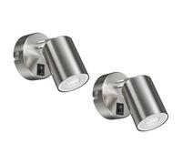 ledscom.de 2x aplique de pared WAIKA, de una llama, con interruptor, GU10, cromo mate, incl. lámpara LED GU10 (blanco cálido, 5,473W, 468lm, 30°)