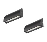 ledscom.de 2x Aplique LED/Luz de escalera SEGIN para exteriores, IP54, plano, downlight, negro mate, angular, 6,3 W, 630lm, blanco frío