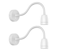 ledscom.de 2x aplique POZ, cuello de cisne, interruptor, porcelana, acero, blanco brillante, redondo, 1x E27 máx. 300W