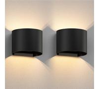 ledscom.de 2x aplique RUNEL para exterior, IP65, up/downlight, negro mate, redondo, 1x G9 máx. 10W