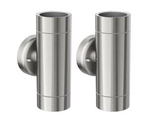 ledscom.de 2x Aplique WEDO para exterior, acero inoxidable cromado mate IP44 Up
