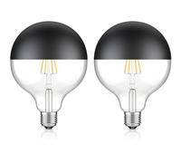 ledscom.de 2x bombilla LED E27, G125, blanco cálido (2700 K), 6,7 W, 660lm, espejo de cabeza (negro)