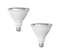 ledscom.de 2x bombilla LED E27, PAR38 cuello corto, blanco (4000 K), 14,9 W, 1395lm, 41°, espejo reflector (plateado)