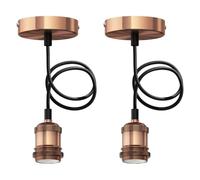 ledscom.de 2x lámpara colgante RETRA, cable textil, bronce mate, 1x E27 max. 60W