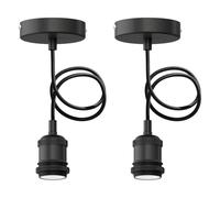 ledscom.de 2x lámpara colgante RETRA, cable textil, negro mate, 1x E27 max. 60W