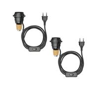 ledscom.de 2x lámpara de mesa lámpara de corcho FLAKO con interruptor y cable textil, negro, 1x E27 máx. 60W, sin botella, sin bombilla