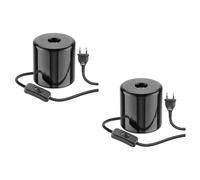 ledscom.de 2x Lámpara de mesa TIPO, interruptor, porcelana, negro, 1x E27 máx. 300W