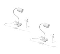 ledscom.de 2x lámpara de pinza, cuello de cisne WAIKA, interruptor, blanco mate, 1x GU10 máx. 15W