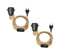 ledscom.de 2x lámpara de sobremesa lámpara de corcho FLAKO con interruptor y cable textil, cáñamo, beige natural, 1x E27 máx. 60W, sin botella, sin bombilla