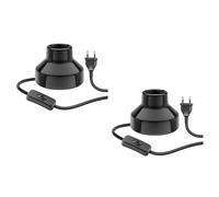 ledscom.de 2x lámpara de sobremesa TIX, interruptor, porcelana, negro, 1x E27 máx. 300W