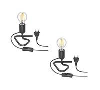 ledscom.de 2x lámpara de sobremesa TRIN negra con enchufe e interruptor in ombilla E27 963lm blanco cálido, regulación en 3 niveles sin regulador con interruptor de luz