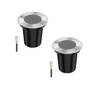 ledscom.de 2x Lámpara empotrada en el suelo BOLI para exteriores, IP67, acero inoxidable, redonda, 108mm Ø, 1x GU10 máx. 15W, esmerilado