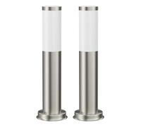 ledscom.de 2x Pilona PORU para exterior, acero inoxidable, redonda, 38,5cm, incl. lámpara E27 máx. 1020lm blanca regulación en 3 niveles sin dimmer