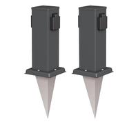 ledscom.de 2X Toma de jardín Columna Polly con piqueta de Tierra para Exteriores, IP44, 2 Polos, Antracita, Angular, 27cm