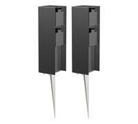 ledscom.de 2X Toma de jardín Pilar POMI con piqueta de Tierra para Exteriores, IP44, 2 vías, Negro, Cuadrada, 23cm