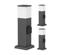 ledscom.de 3 farolas de camino/balizas POLLY para exterior, IP44, 35 cm, antracita, 1 casquillo G9 de máx. 10 W, toma de corriente