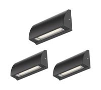 ledscom.de 3 LED aplique/luz de escalera SEGIN para exteriores, IP54, plano, downlight, negro mate, angular, 3,6 W, 278lm, blanco frío