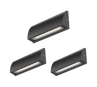 ledscom.de 3 LED aplique/luz de escalera SEGIN para exteriores, IP54, plano, downlight, negro mate, angular, 6,3 W, 630lm, blanco frío