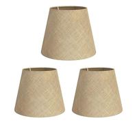 ledscom.de 3 pantallas de lámpara, lino, yute, cáñamo, tejido, tela, beige natural, 200 mm de diámetro