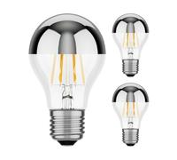 ledscom.de 3 piezas bombilla LED E27, A60, blanco cálido (2700 K), 6 W, 667lm, espejo de cabeza (plateado)