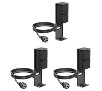 ledscom.de 3 PIWI Toma de jardín Columna con Cable de 2m para Exteriores, IP44, 2 vías, Antracita