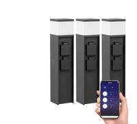 ledscom.de 3 pzas. luz de bolardo PODEL para exteriores, Smart Home, 39cm, negro, 2 casquillos, incl. bombilla G9, 501lm, blanco cálido