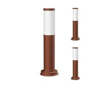ledscom.de 3 pzas. luz de bolardo PORU para exteriores, IP44, 39cm, marrón, incl. lámpara E27 471lm, blanco extra cálido