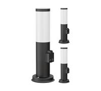 ledscom.de 3 pzas. luz de camino/luz de bolardo PORU para exterior, IP44, 38 cm, negro, 1x E27 máx. 40W, toma de corriente