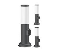 ledscom.de 3 pzas. luz de camino/luz de bolardo PORU para exteriores, IP44, 39 cm, antracita, 1x E27 máx. 40W, toma de corriente